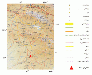 موقعیت جغرافیایی ایستگاه لرزه نگاری باند پهن بصیران